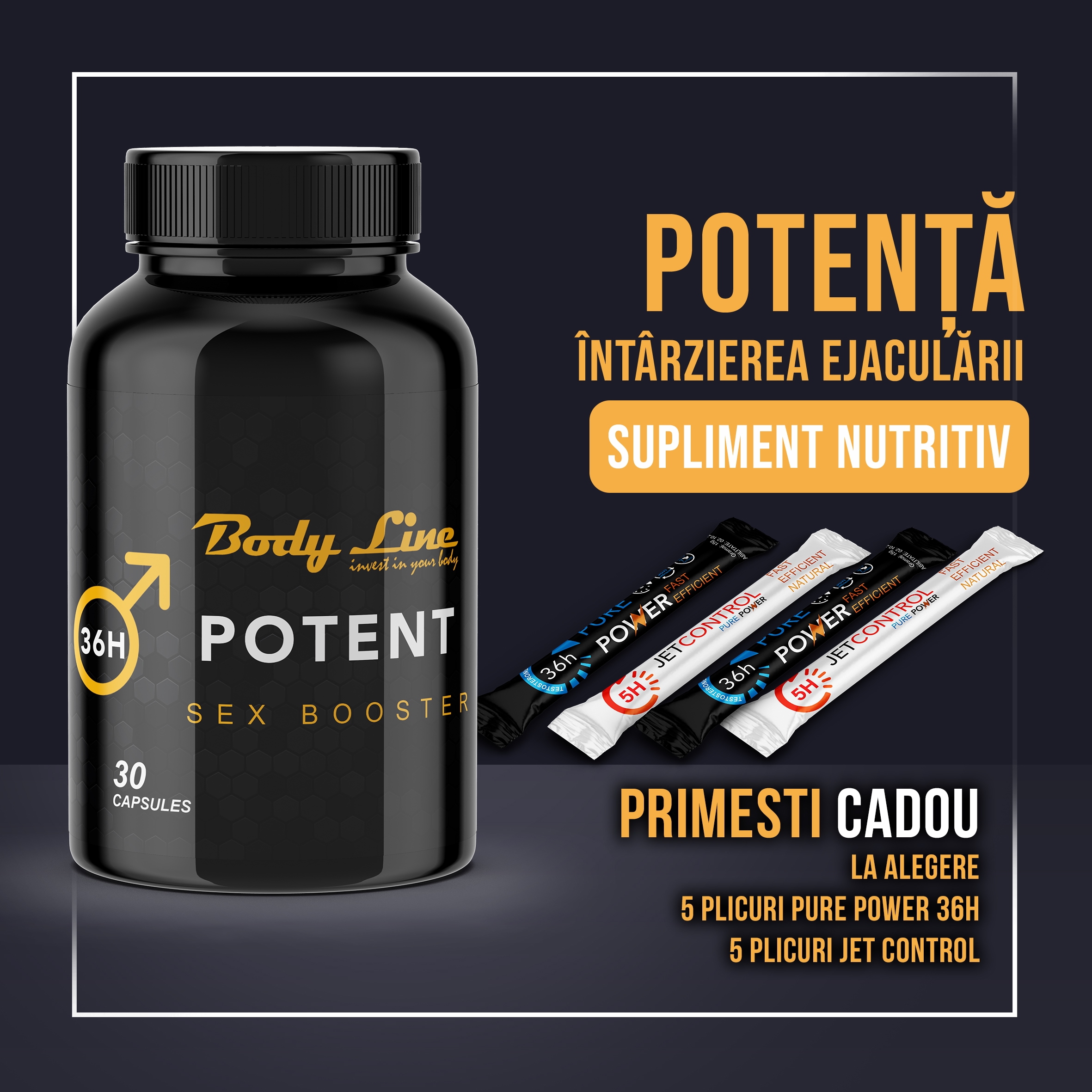 36H Potent Body Line - 30 Capsule Potență și Erectii - 1 bucata +1 la -50%