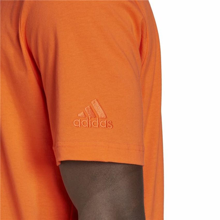 Tricou cu Mânecă Scurtă Bărbați Adidas  Essentials Embroidered Linear Portocaliu