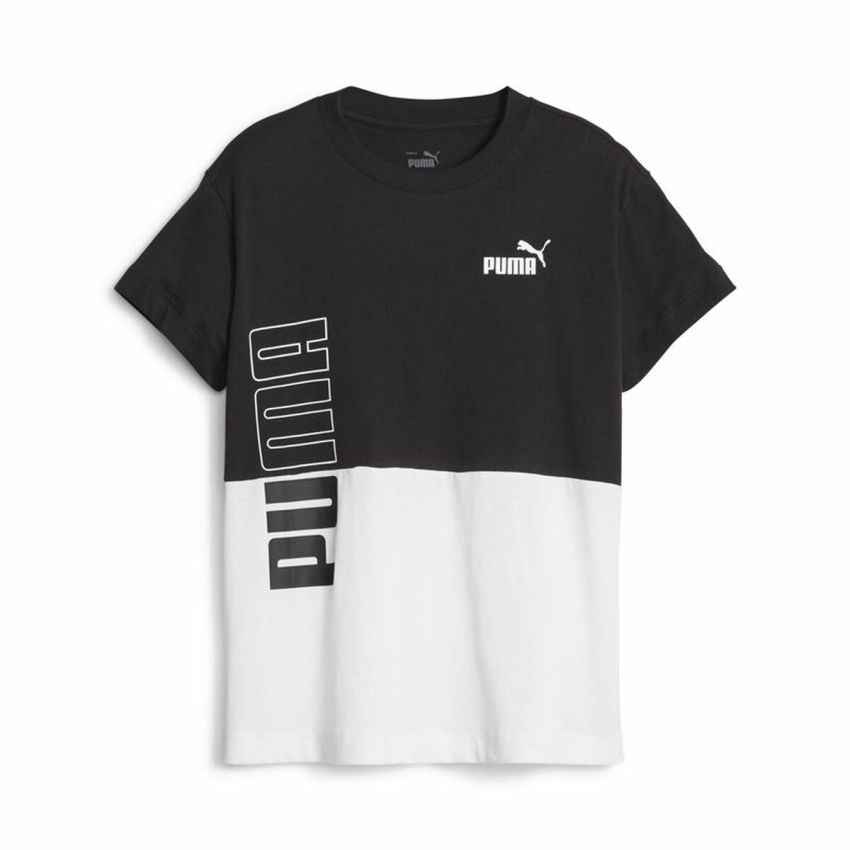 Tricou cu Mânecă Scurtă pentru Copii Puma Power Colorblock Alb Negru