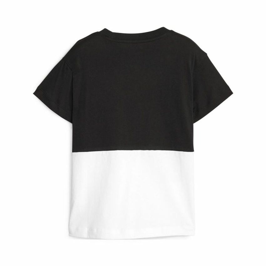 Tricou cu Mânecă Scurtă pentru Copii Puma Power Colorblock Alb Negru