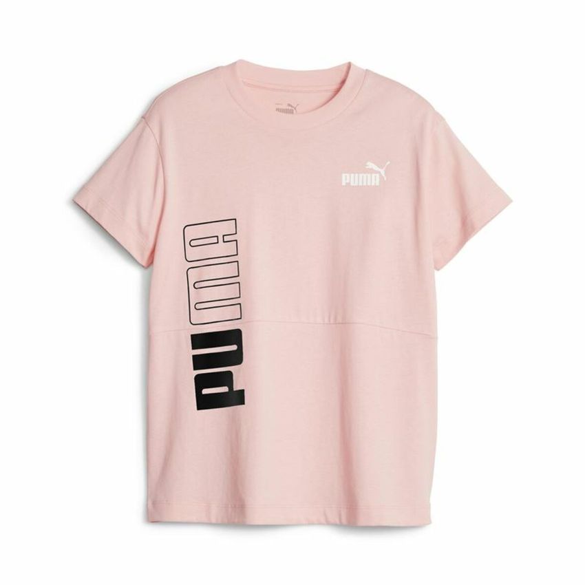 Tricou cu Mânecă Scurtă pentru Copii Puma Power Colorblock Somon