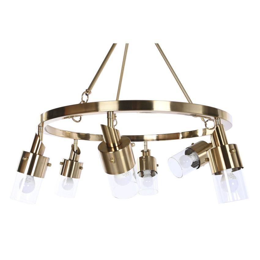 Lustră DKD Home Decor 66 x 66 x 60 cm Geam Auriu* Metal 40 W