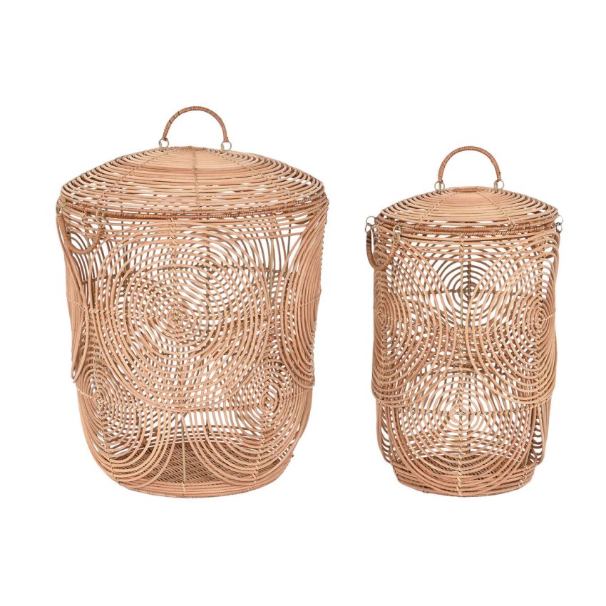 Set de Coșuri DKD Home Decor Natural Maro Deschis Tropical 45 x 45 x 57 cm