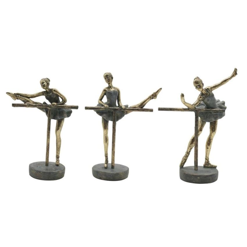 Figură Decorativă Home ESPRIT Gri Auriu* Balerină 14 x 8 x 20 cm (3 Unități)