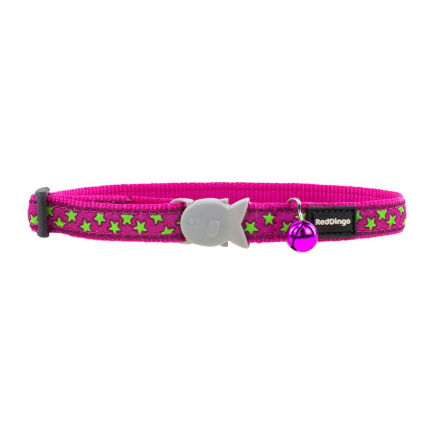 Guler de pisică Red Dingo Stars Lime on Hot 20-32 cm Roz