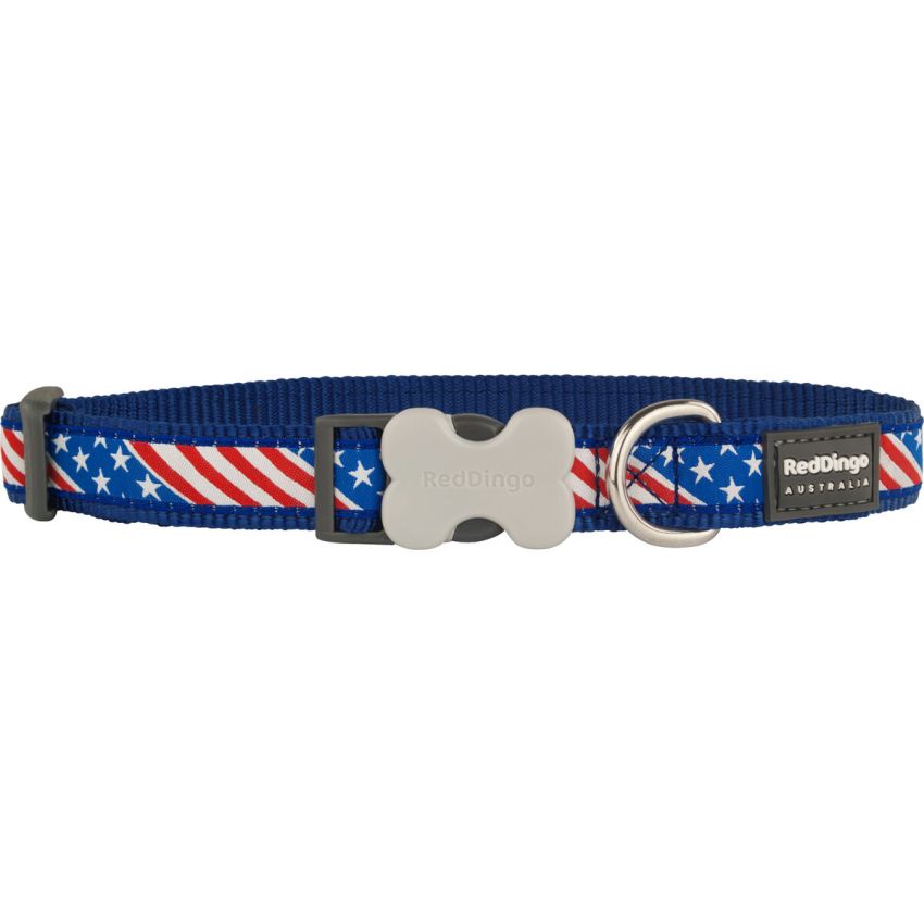 Zgardă pentru câini Red Dingo STYLE US FLAG 31-47 cm