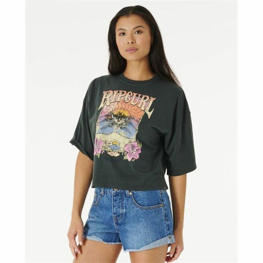 Tricou cu Mânecă Scurtă Femei Rip Curl Barrelled Heritage Negru