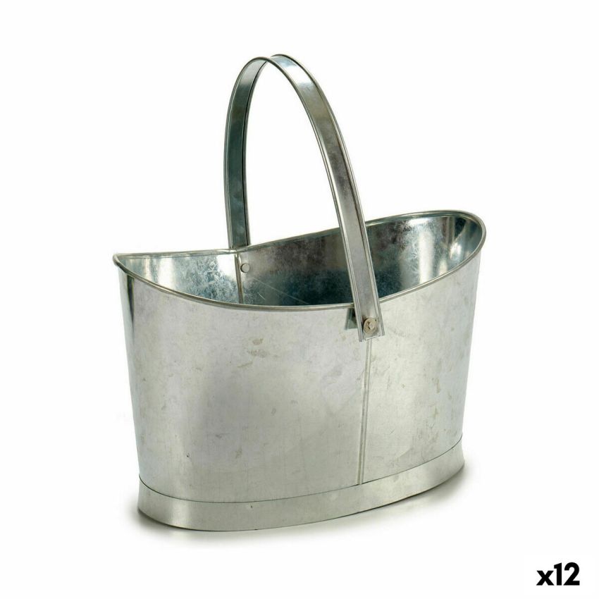 Ghiveci Ibergarden E51465-B Argintiu Zinc Coș 21 x 19,5 x 35,5 cm (12 Unități)
