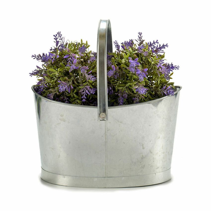 Ghiveci Ibergarden E51465-B Argintiu Zinc Coș 21 x 19,5 x 35,5 cm (12 Unități)