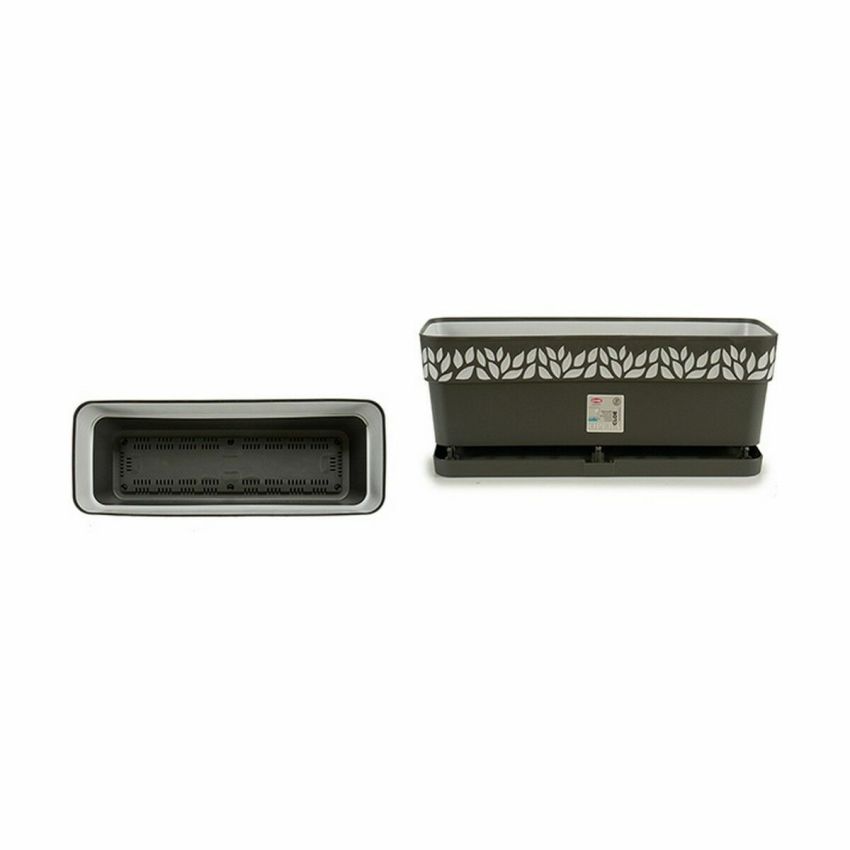Jardinieră cu auto-udare Stefanplast Cloe Antracit Plastic 49,5 x 17 x 19 cm (12 Unități)