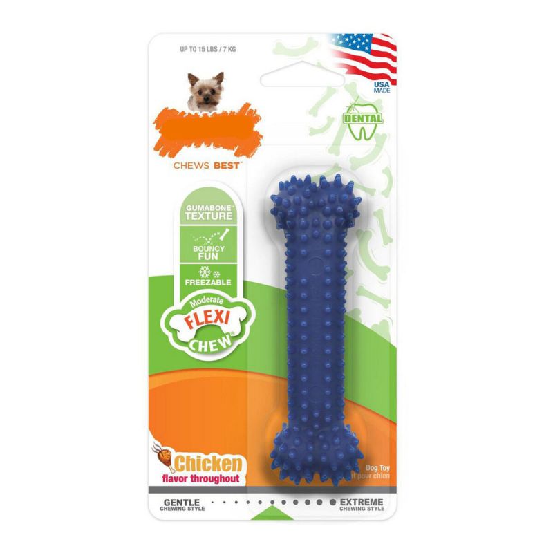 Jucărie pentru câine Nylabone Plaque Attacker Natural Mărimea M Pui termoplastic