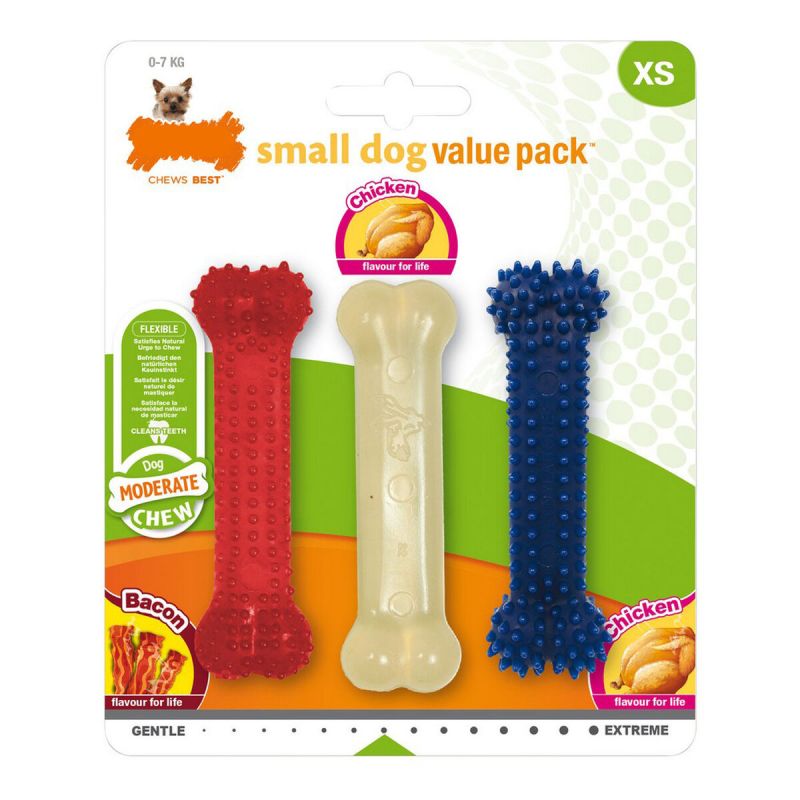 Jucărie pentru câine Nylabone Value Pack Bacon Mărimea S Pui termoplastic (3 pcs)