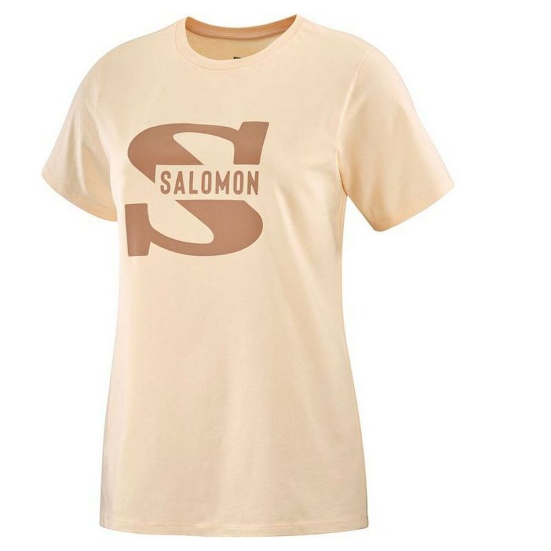 Tricou cu Mânecă Scurtă Bărbați Salomon Big Logo Nude Bej Maro