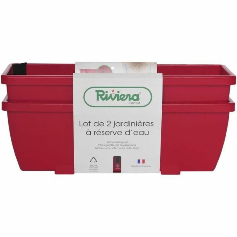 Ghiveci Riss RIV1687434768649 Roșu Plastic Dreptunghiular (2 Unități)