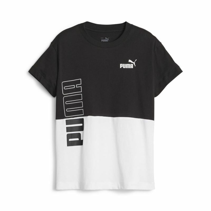 Tricou cu Mânecă Scurtă pentru Copii Puma Power Colorblock Alb Negru