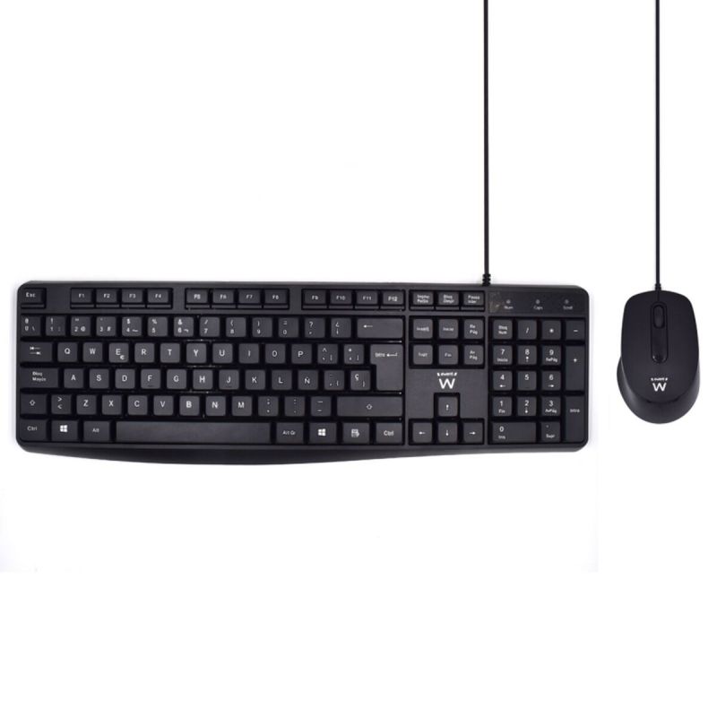 Tastatură și Mouse Ewent EW3006 Negru Qwerty Spaniolă QWERTY