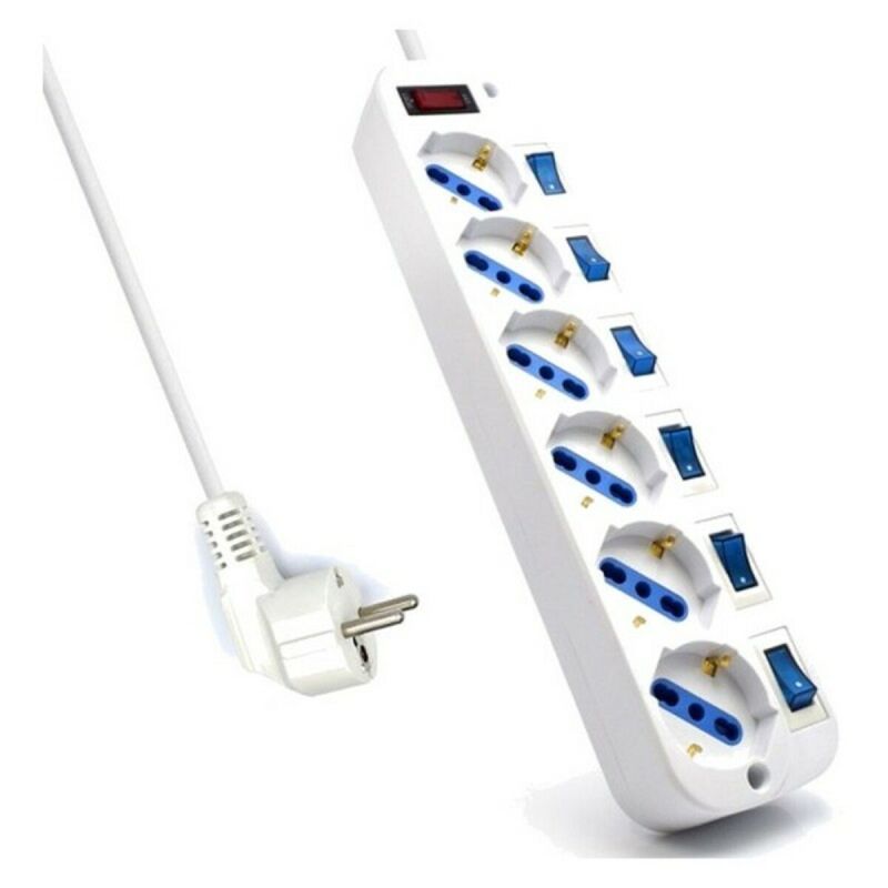 Placă de circuit Prize 6 Puncte de Conectare cu Întrerupător Ewent EW3932-5M 3500W (3 m)