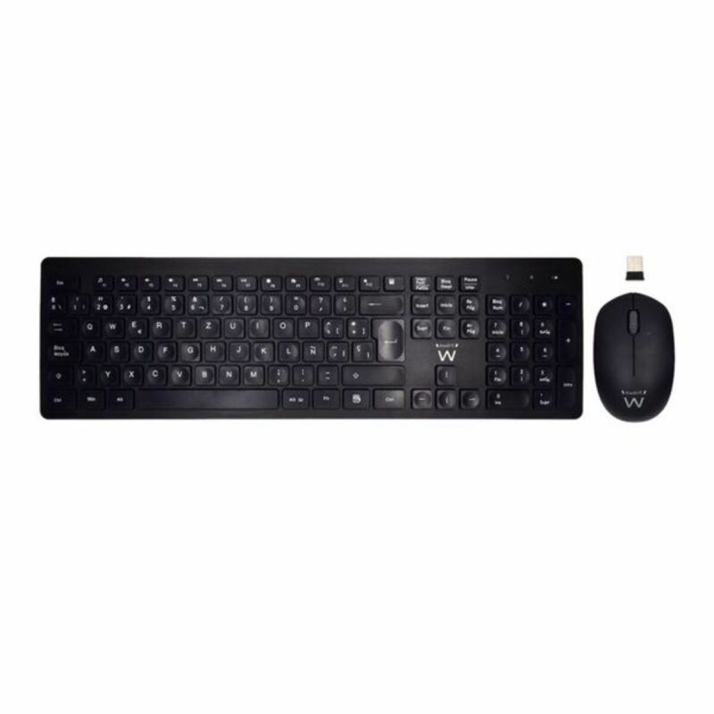 Tastatură și Mouse Fără Fir Ewent EW3256 2.4 GHz Negru Spaniolă
