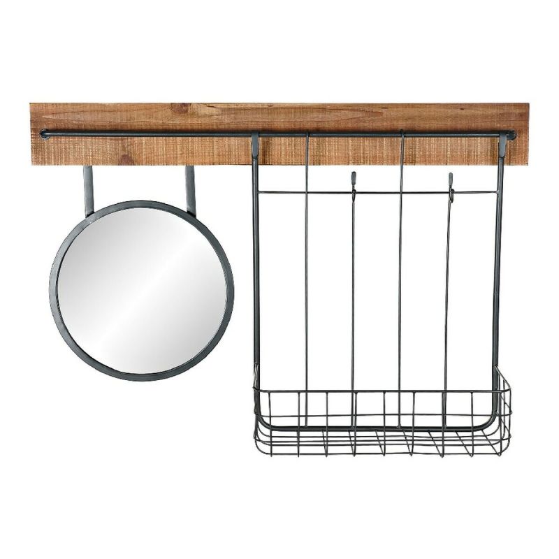 Oglindă de perete DKD Home Decor Negru Metal Brad Oglindă (80 x 15 x 20 cm)