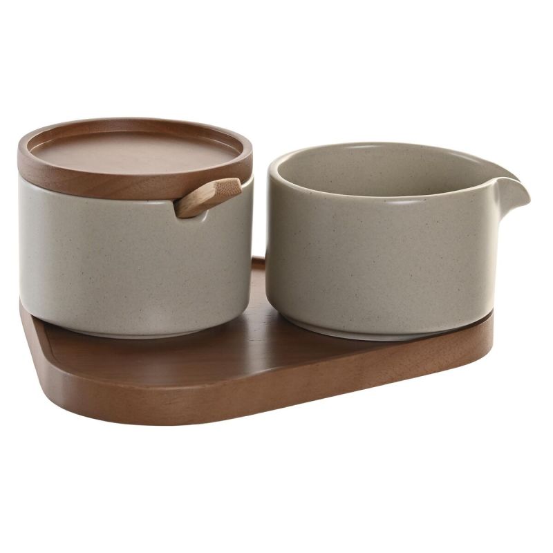 Zaharniță DKD Home Decor 19,5 x 18,5 x 7 cm Bej Maro Lemn de cauciuc 4 Piese