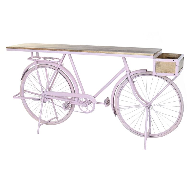 Consolă DKD Home Decor Bicicletă 180 x 41 x 94 cm Roz deschis Fier Lemn de mango