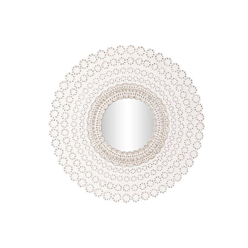 Oglindă de perete DKD Home Decor Alb Natural Indian murat 120 x 2,5 x 120 cm