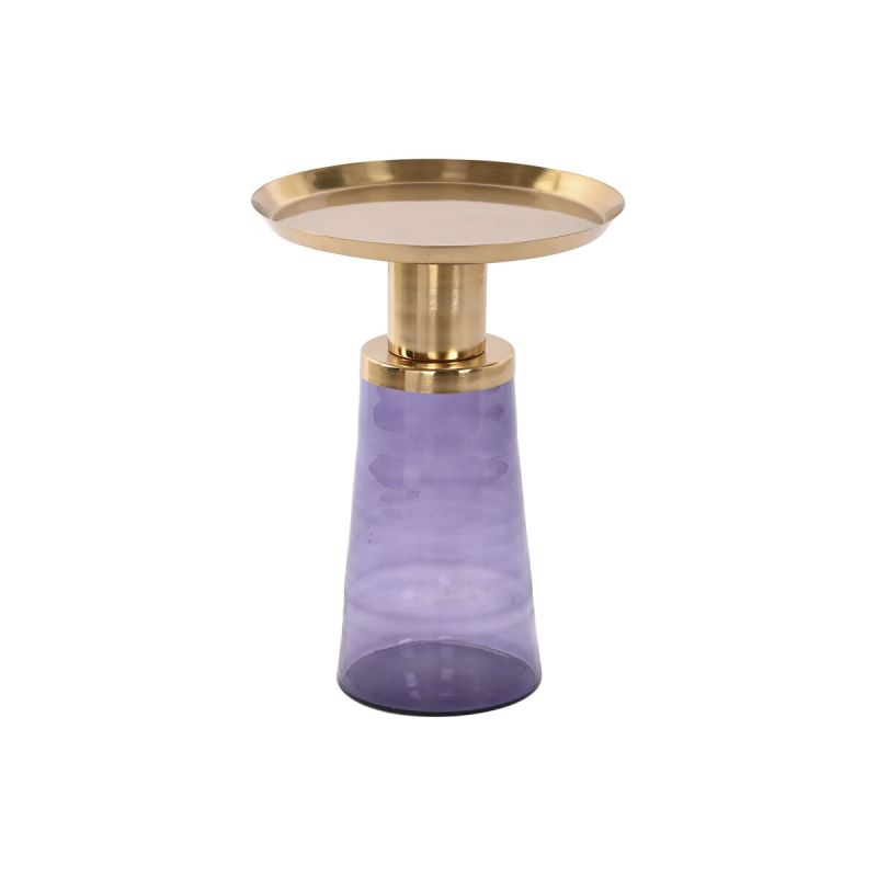 Masa laterală DKD Home Decor 37 x 37 x 50 cm Geam Albastru Auriu* Fier