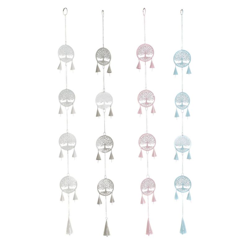 Decorațiune Suspendată DKD Home Decor Copac Alb Bej Gri Roz 7 x 3 x 96 cm (4 Unități)