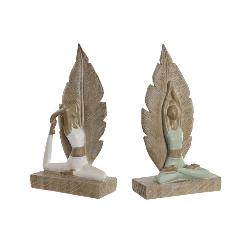 Figură Decorativă Home ESPRIT Alb Verde Scandi 15,5 x 7,5 x 26,5 cm (2 Unități)