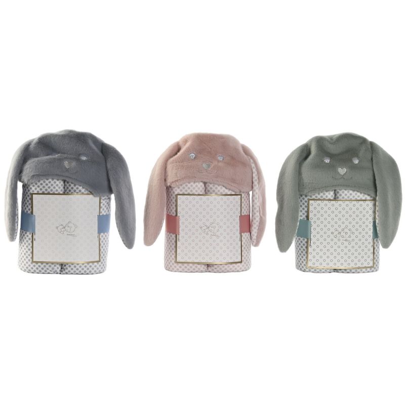 Pătură Home ESPRIT Iepure Poliester 100 x 75 x 20 cm (3 Unități)