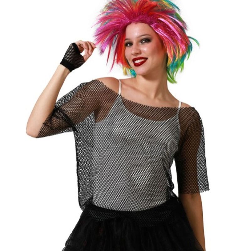 Tricou cu Mânecă Scurtă Femei Grilă Negru