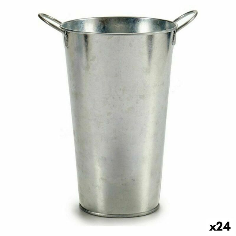 Ghiveci Ibergarden B00115-B Argintiu Zinc 15 x 23,5 x 20 cm Cu mânere (24 Unități)