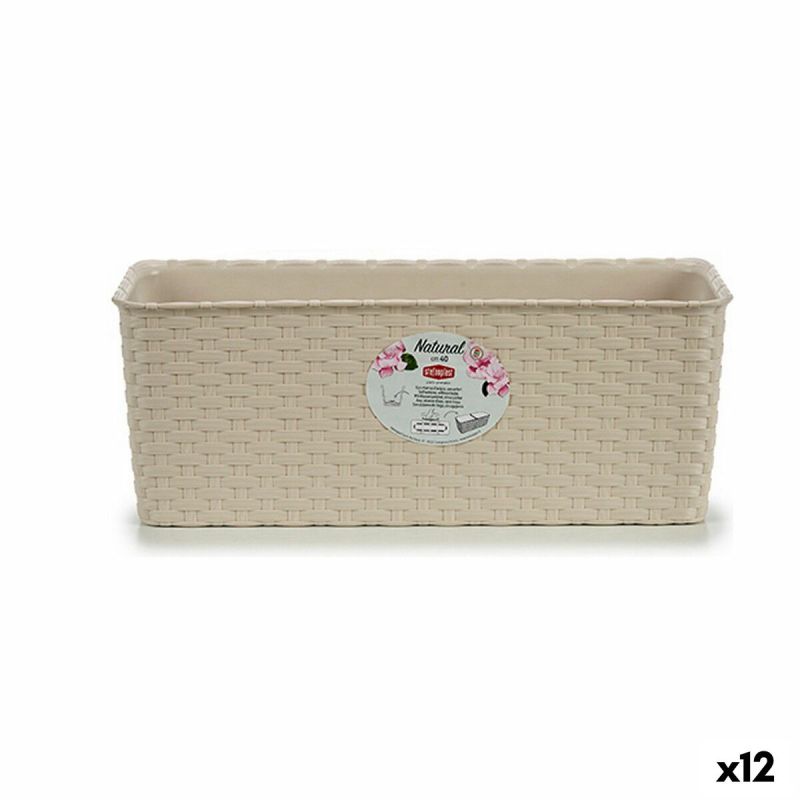 Ghiveci grădină Stefanplast 15,5 x 13,5 x 38,5 cm Bej Plastic (12 Unități)