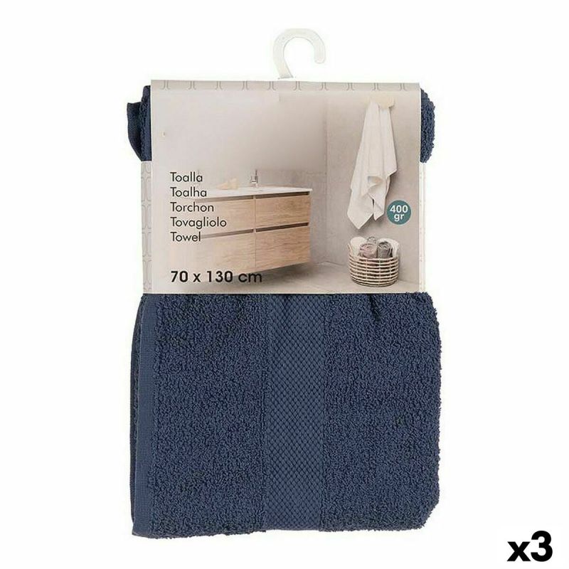 Prosop de baie Berilo 5313 Albastru 80 % bumbac 20 % Poliester 70 x 0,5 x 130 cm (3 Unități)