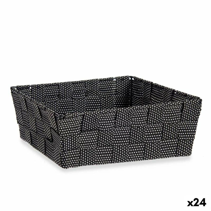Coș Kipit A3-6930A9 Negru Pânză 2,4 L 20 x 8 x 24 cm Împletitură (24 Unități)