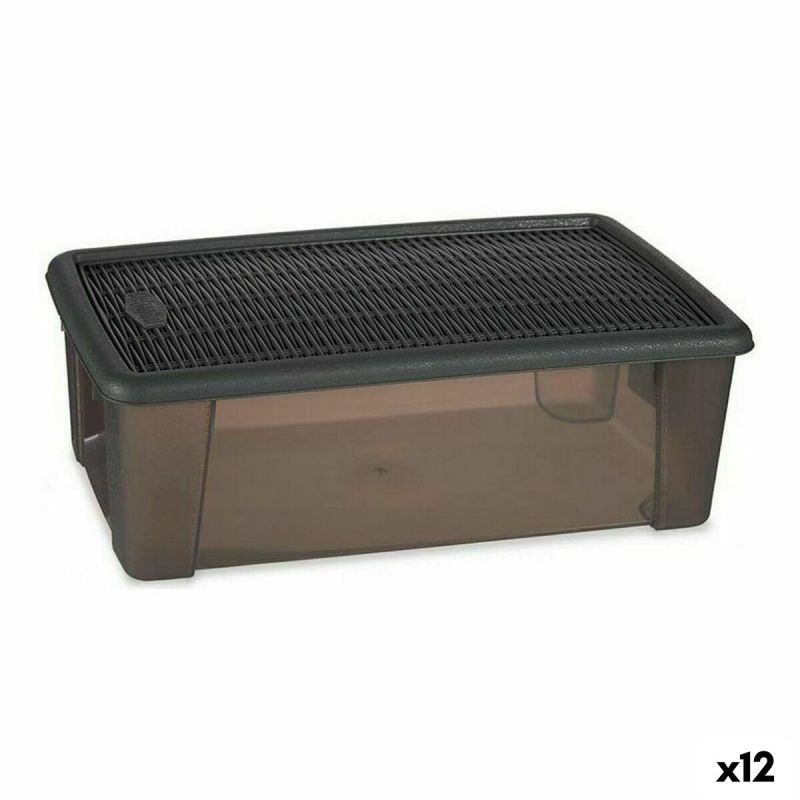 Cutie cu Capac Stefanplast Elegance Gri 19,5 x 11,5 x 33 cm Plastic 5 L (12 Unități)