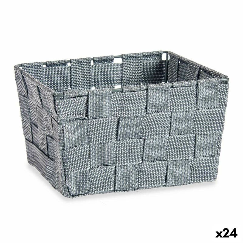 Coș Kipit A3-6878 Gri Pânză 15 x 10,5 x 20 cm Împletitură (24 Unități)