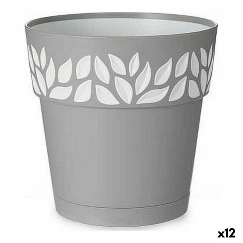 Ghiveci cu auto-udare Stefanplast Gri 15 x 15 x 15 cm Alb Plastic (12 Unități)