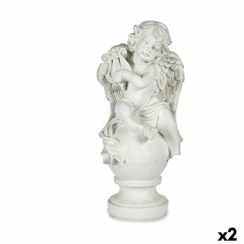 Figură Decorativă Înger Alb 22 x 22 x 48 cm (2 Unități)
