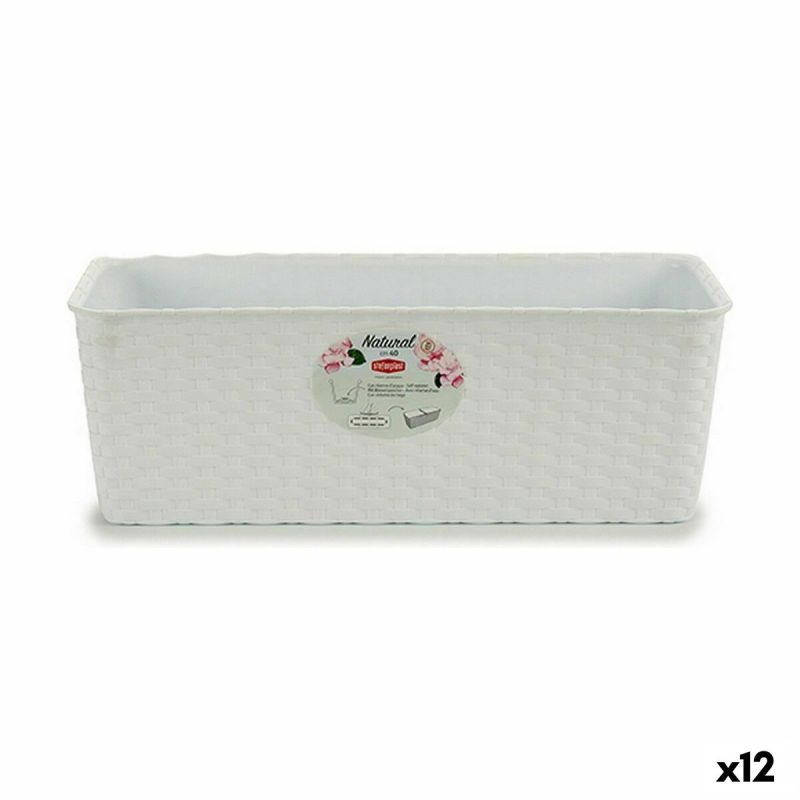 Ghiveci grădină Stefanplast Alb Plastic 39 x 13,5 x 15 cm (12 Unități)