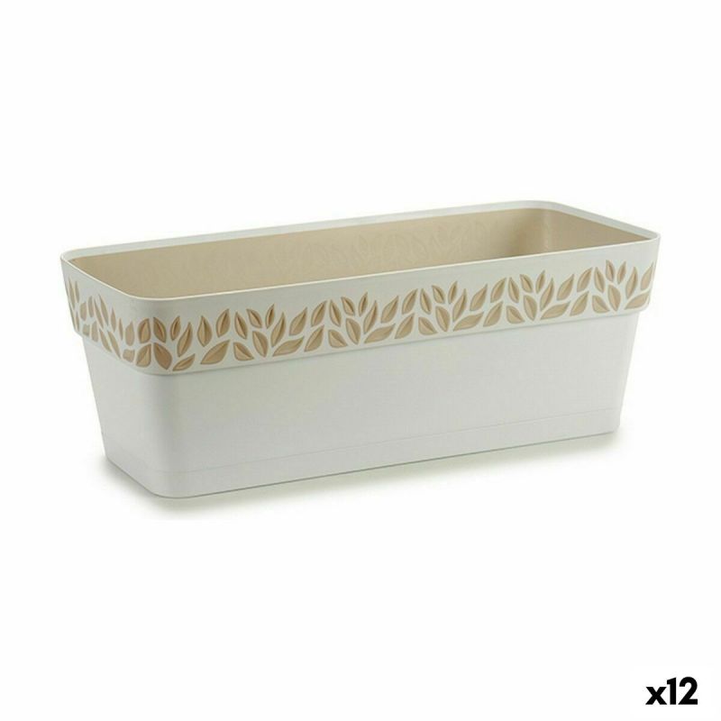 Jardinieră cu auto-udare Stefanplast Cloe Alb Plastic 49,5 x 17 x 19 cm (12 Unități)