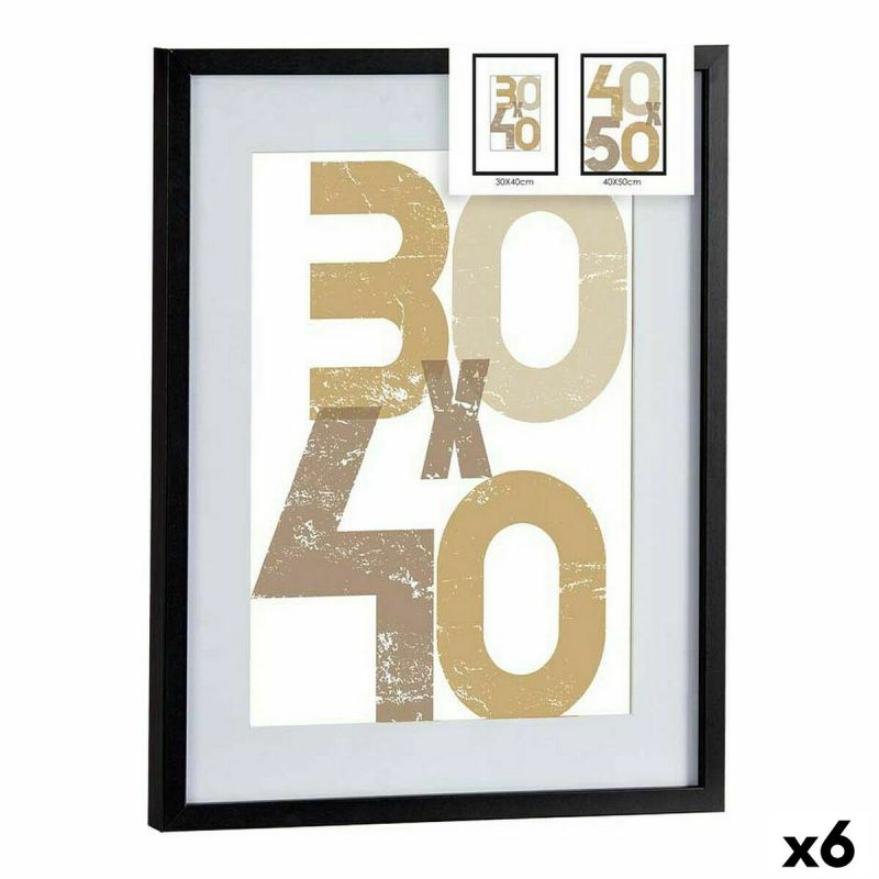 Ramă foto de Perete Negru Plastic Lemn MDF 42,5 x 2,5 x 52,5 cm (6 Unități)