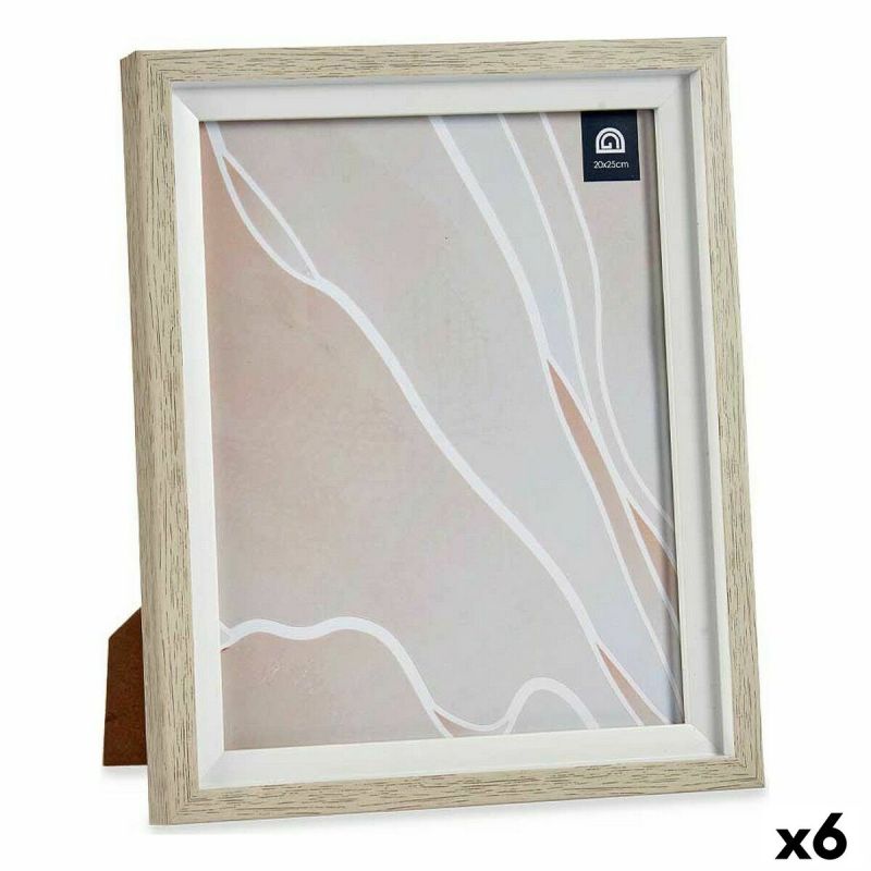 Ramă Foto 24 x 2 x 29 cm Geam Bej Alb Plastic (6 Unități)