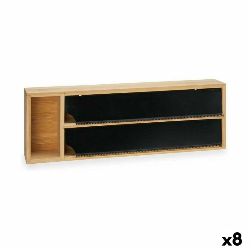 Distribuitor de hârtie Kinvara JWKW-5153 (2) Negru Natural Bambus Oțel inoxidabil 40 x 7 x 13 cm Double (8 Unități)