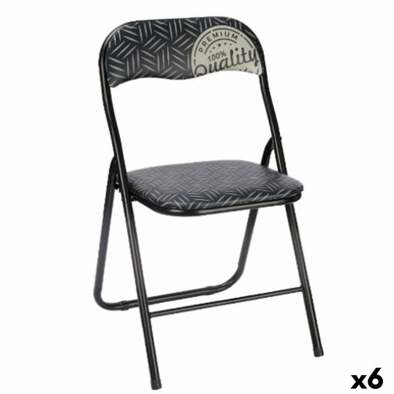 Scaunul Pliabil Quality Negru Gri PVC Metal 43 x 46 x 78 cm (6 Unități)