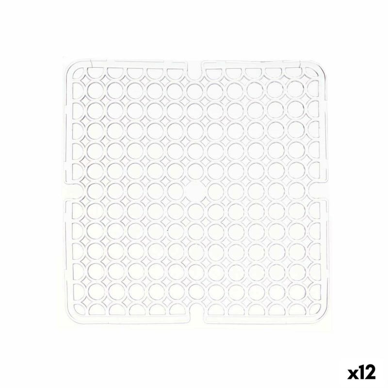 Covoraș antiderapant Kinvara 29100273 Transparent Plastic 28 x 0,1 x 28 cm Chiuvetă (12 Unități)