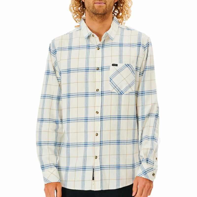 Cămașă cu Mânecă Lungă Bărbați Rip Curl Checked in Flannel Franela Alb