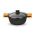 Caserolă Cu Capac de Sticlă BRA A270328 5,7 L (Ø 28 cm) Negru Metal Aluminiu Ø 28 cm Aluminio
