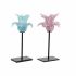 Suport de Lumânări DKD Home Decor Albastru Roz Metal Geam 12 x 12 x 24 cm (2 Unități)