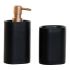 Set de Baie DKD Home Decor Negru Auriu* PVC Rășină Glam 8,5 x 6 x 18 cm (2 Unități)